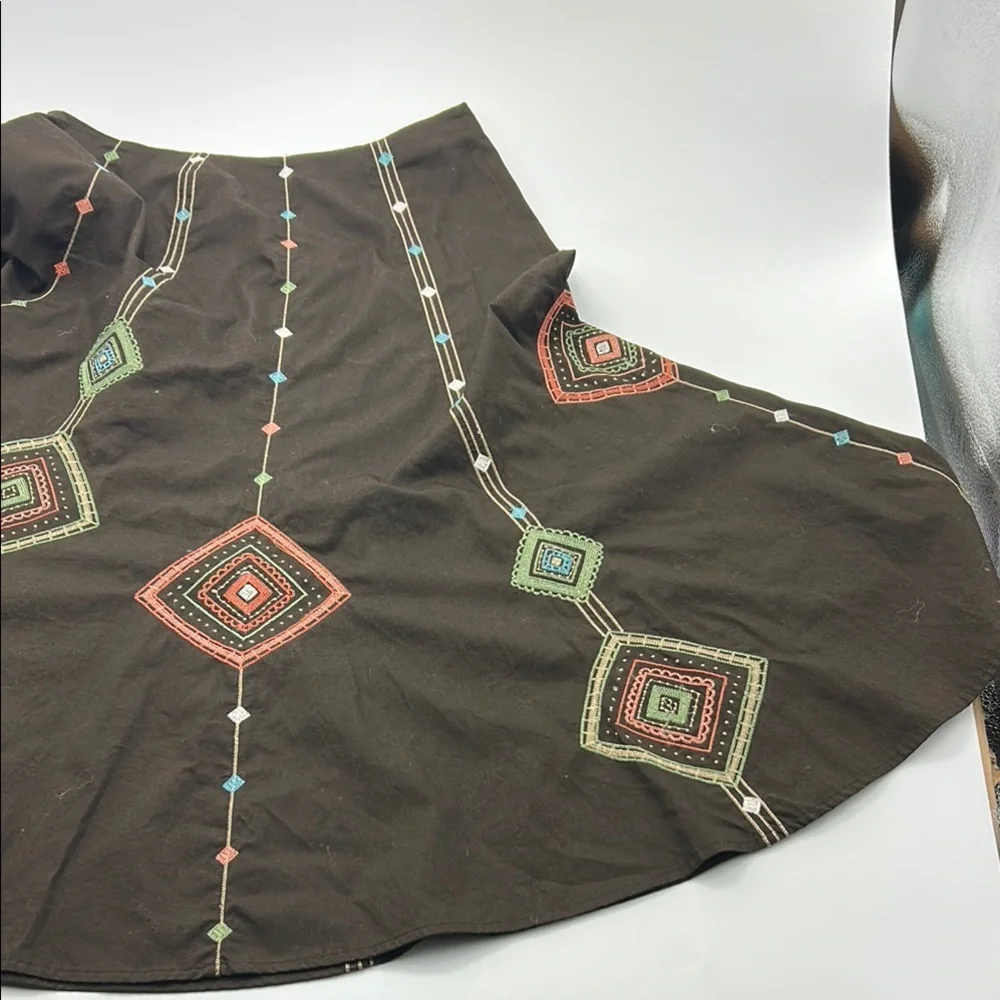 Sunny Leigh A-Line Embroidered Skirt  4 Cottagecore Cotton Zip Up Festival wear